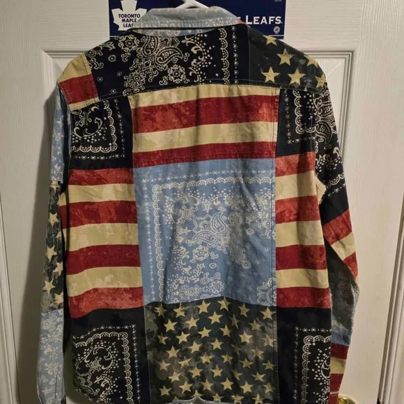 Men's Vintage Ralph Lauren Patchwork American Flag Shirt - Picture 4 of 5